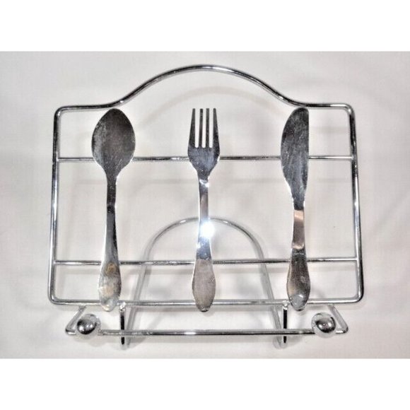 Utensils Spoon Fork Knife Cookbook Holder 9.5 x 8.5 inches Silver Metal Color - Picture 4 of 4